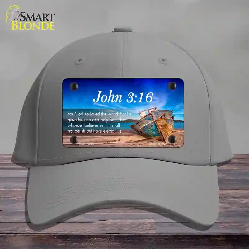 HAT23-MLP-11868 John 3 16 Beach Novelty License Plate Hat, Cotton - Gray