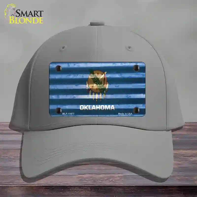 HAT23-MLP-11977 Oklahoma Corrugated Flag Novelty License Plate Hat, Cotton - Gray