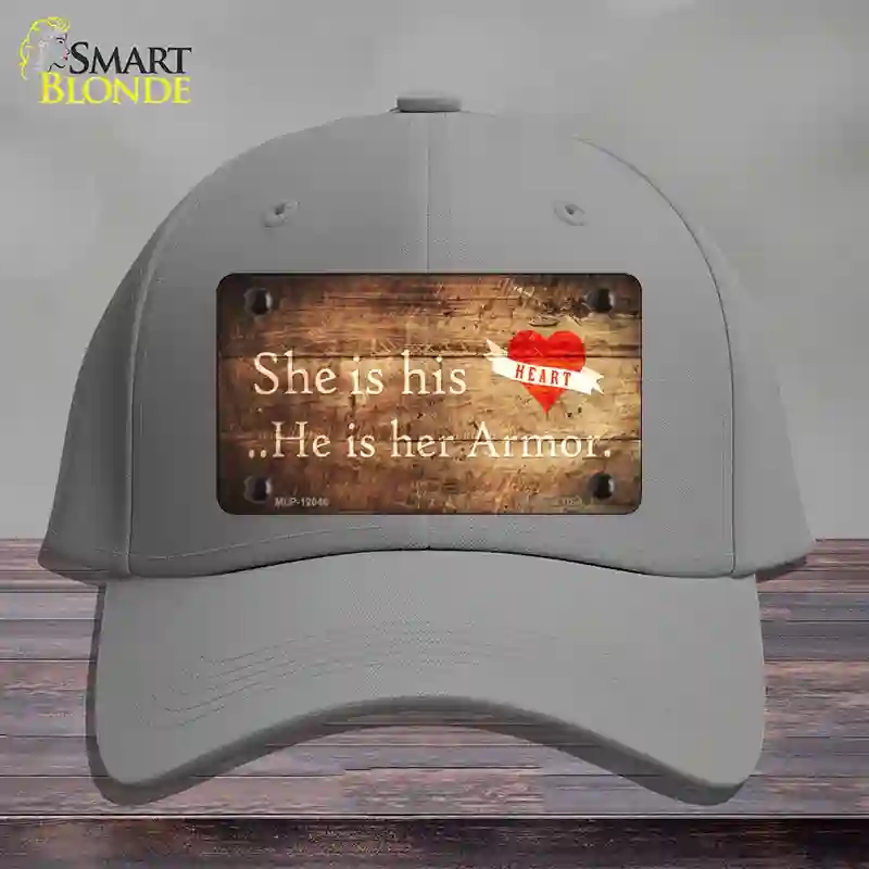 HAT23-MLP-12046 His Heart Her Armor Novelty License Plate Hat, Cotton - Gray