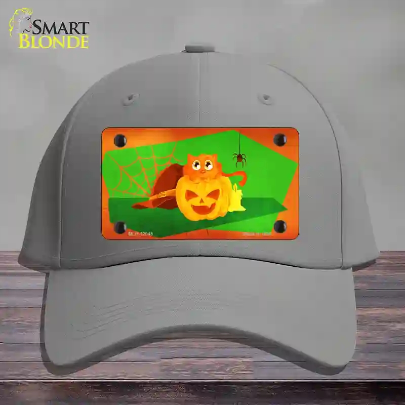 HAT23-MLP-12048 Pumpkin Kitty Novelty License Plate Hat, Cotton - Gray