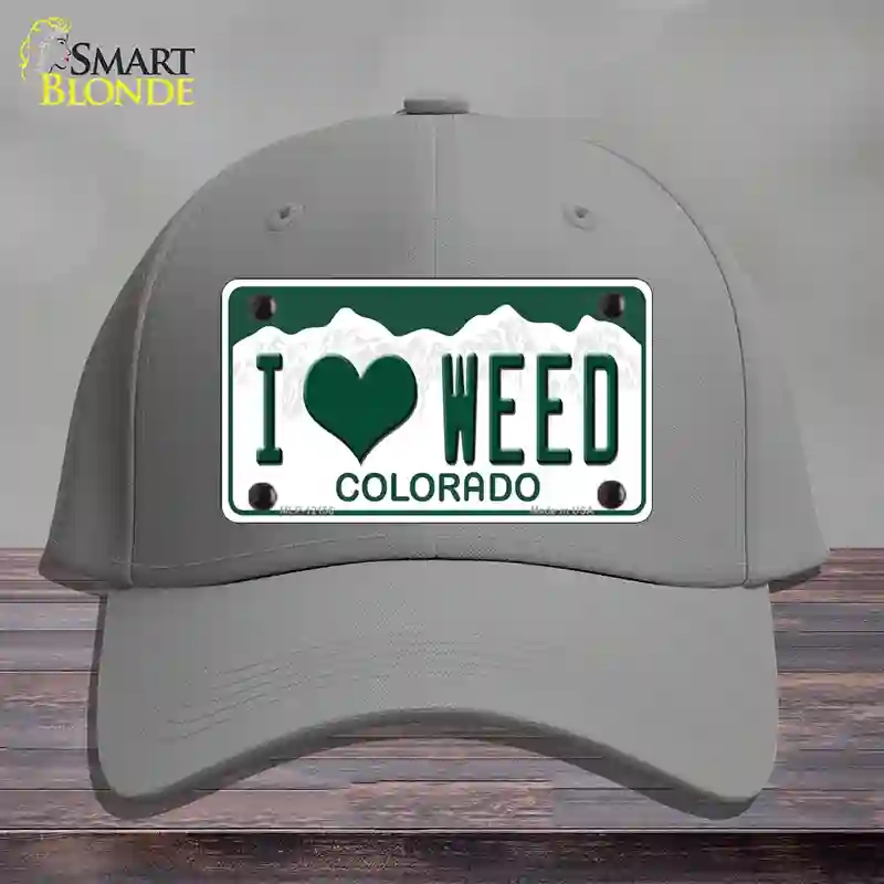 HAT23-MLP-12156 I Love Weed Colorado Novelty License Plate Hat, Cotton - Gray