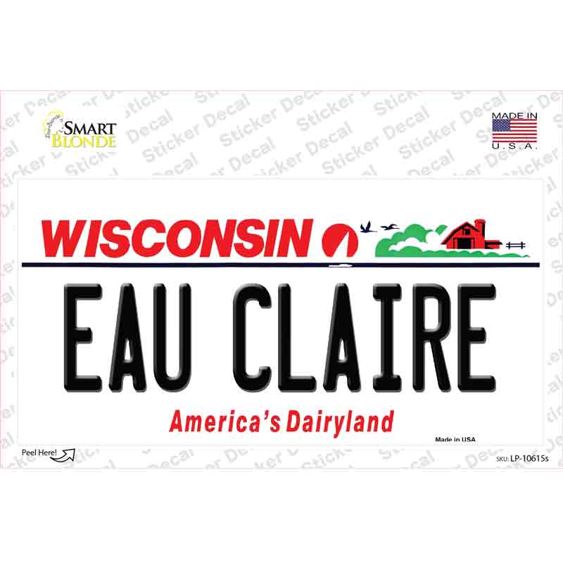 LP-10615s-M Eau Claire Wisconsin Novelty Sticker Decal, Medium