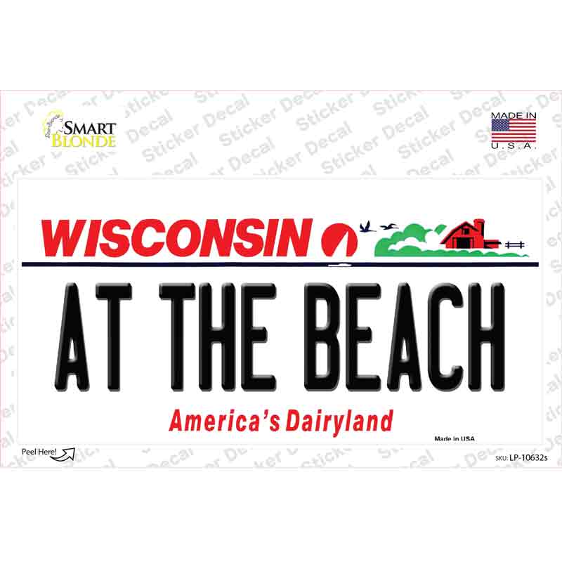 LP-10632s-M At the Beach Wisconsin Novelty Sticker Decal, Medium