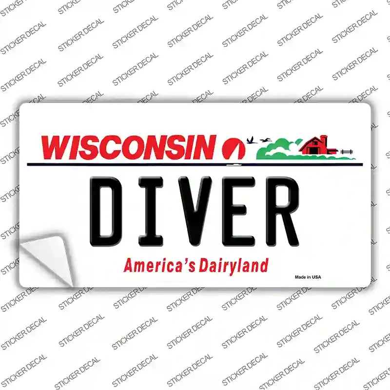 LP-10633s-S Diver Wisconsin Novelty Sticker Decal, Small