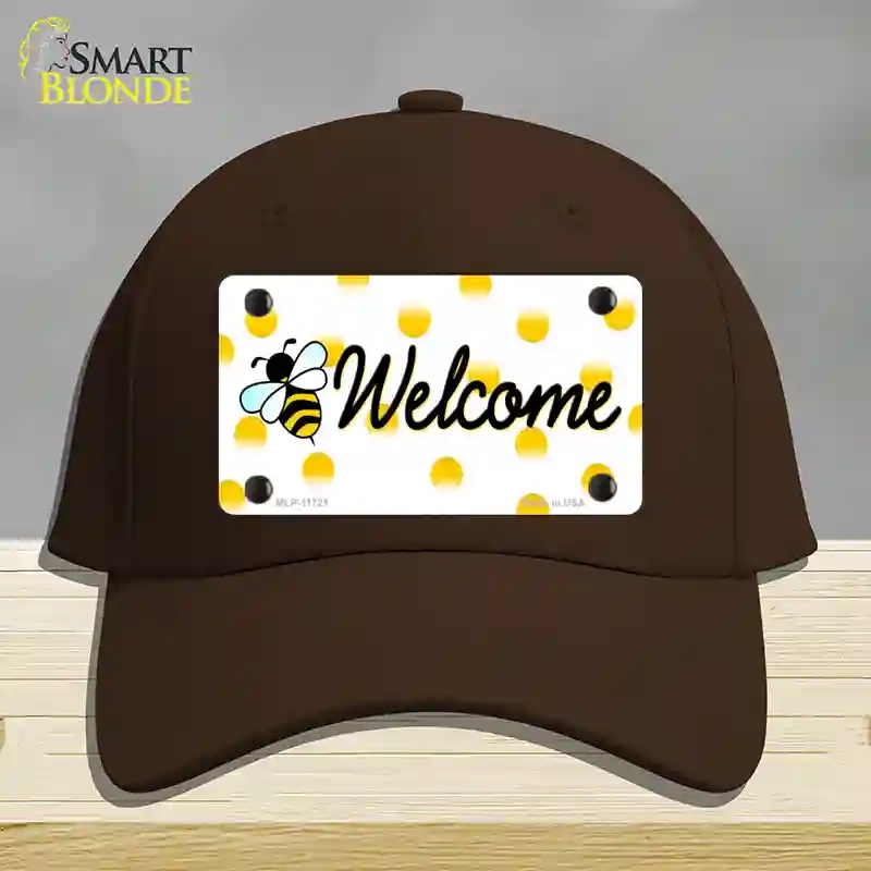 HAT24-MLP-11721 Welcome Bee Novelty License Plate Hat, Cotton - Dark Brown