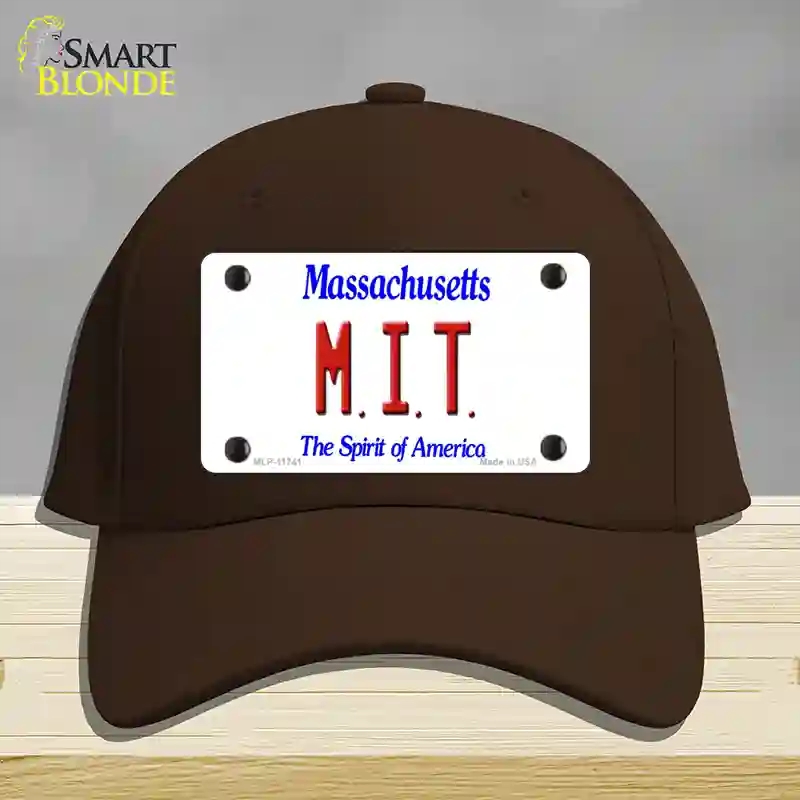 HAT24-MLP-11741 MIT Massachusetts State Novelty License Plate Hat, Cotton - Dark Brown