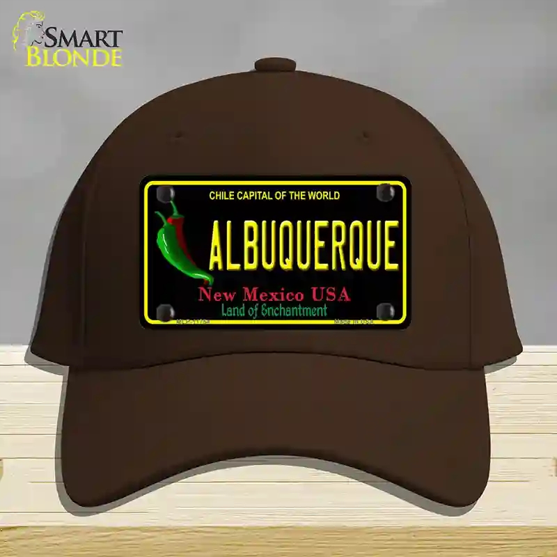 HAT24-MLP-11754 Albuquerque   Mexico Black State Novelty License Plate Hat, Cotton - Dark Brown