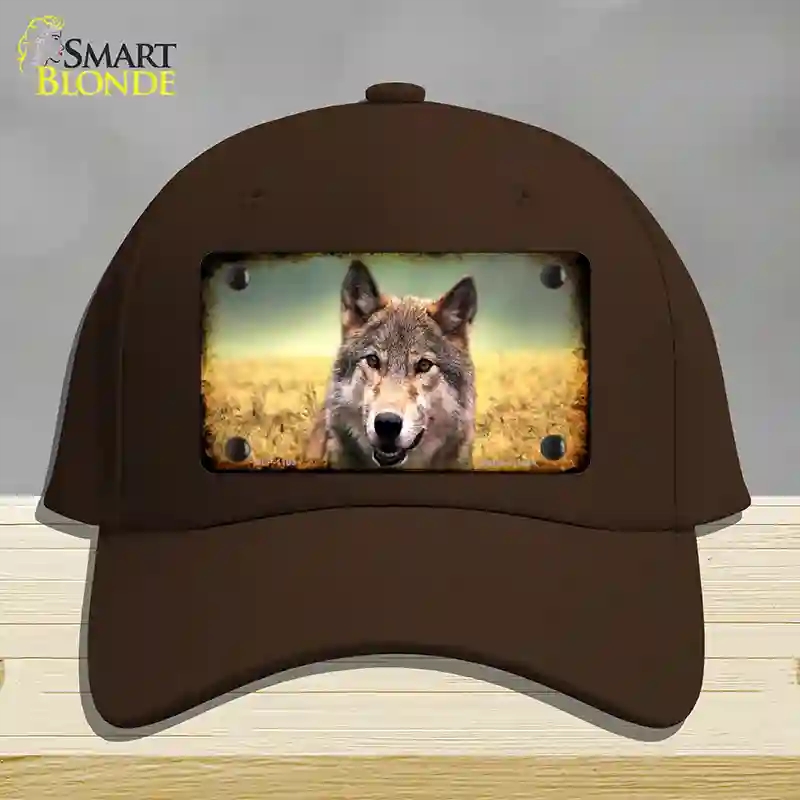 HAT24-MLP-1189 Wolf Novelty License Plate Hat, Cotton - Dark Brown