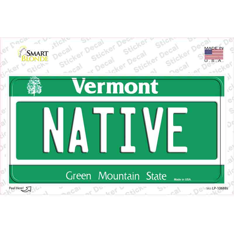 LP-10688s-M Native Vermont Novelty Sticker Decal, Medium