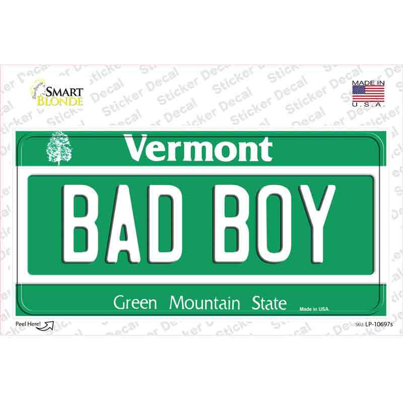 LP-10697s-M Bad Boy Vermont Novelty Sticker Decal, Medium