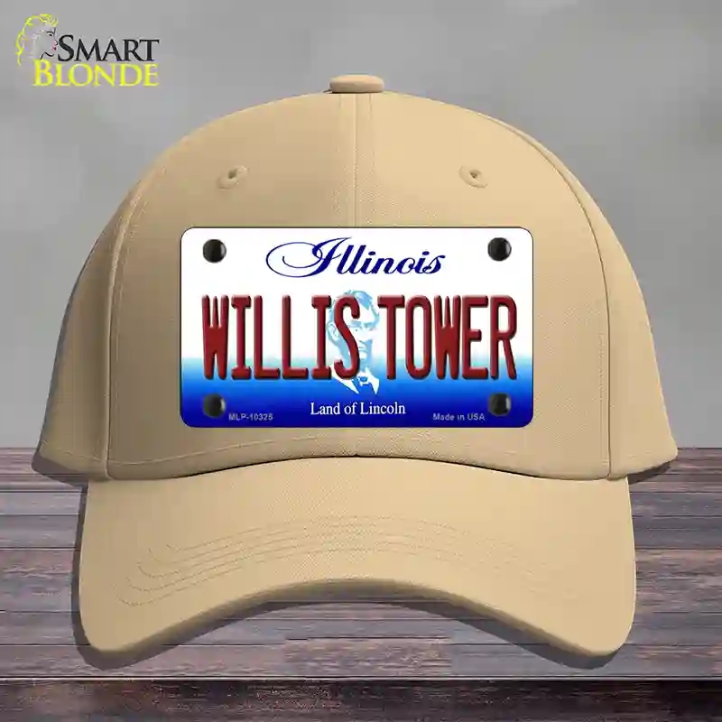HAT22-MLP-10325 Willis Tower Illinois Novelty License Plate Hat, Cotton - Khaki