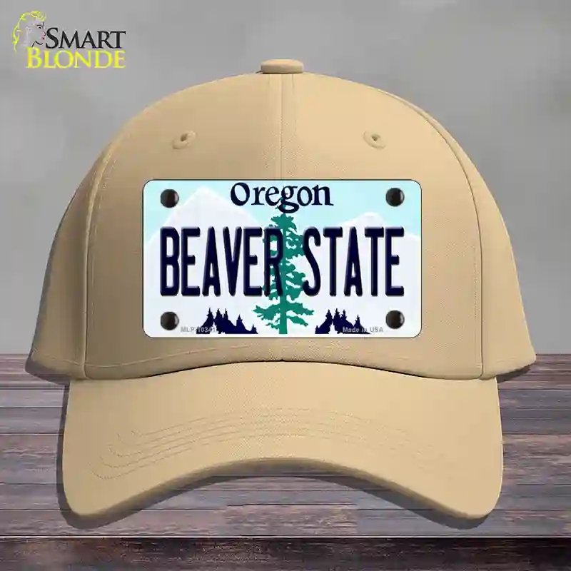 HAT22-MLP-10341 Beaver State Oregon Novelty License Plate Hat, Cotton - Khaki