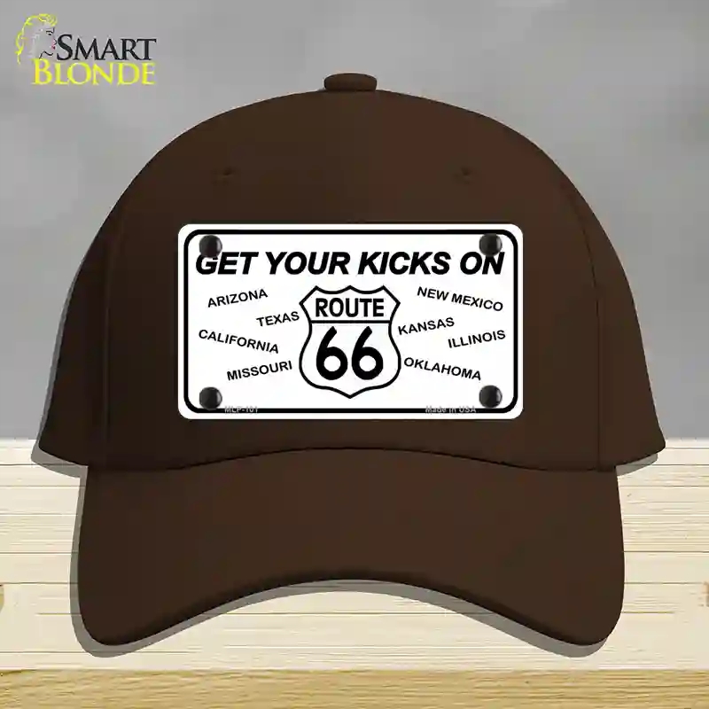 HAT24-MLP-101 Get Your Kicks on 66 Novelty License Plate Hat, Cotton - Dark Brown