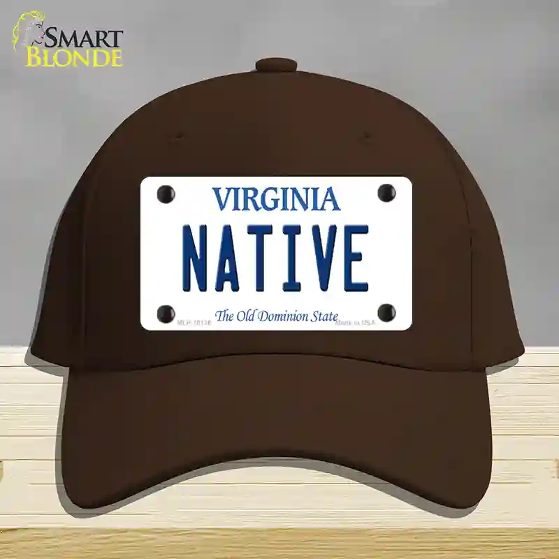 HAT24-MLP-10136 Native Virginia Novelty License Plate Hat, Cotton - Dark Brown