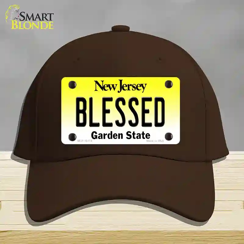 HAT24-MLP-10174 Blessed   Jersey Novelty License Plate Hat, Cotton - Dark Brown
