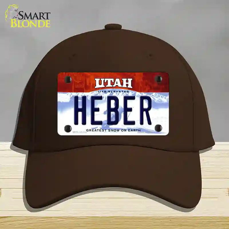 HAT24-MLP-10194 Heber Utah Novelty License Plate Hat, Cotton - Dark Brown