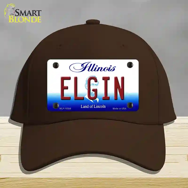 HAT24-MLP-10285 Elgin Illinois Novelty License Plate Hat, Cotton - Dark Brown