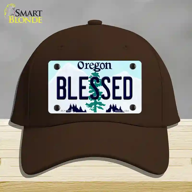 HAT24-MLP-10376 Blessed Oregon Novelty License Plate Hat, Cotton - Dark Brown