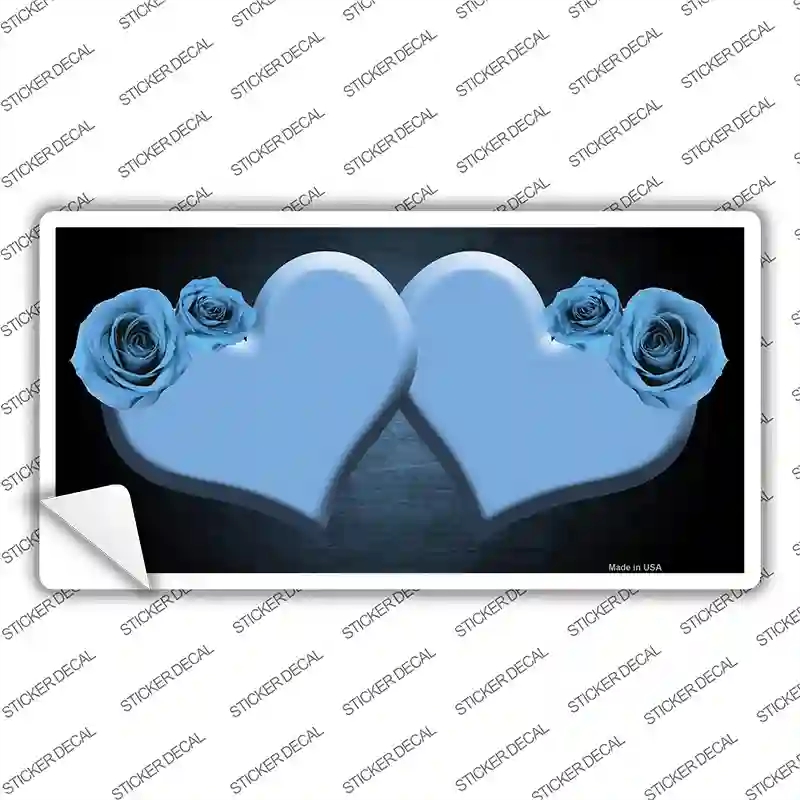LP-11442s-S Hearts Over Roses in Light Blue Novelty Sticker Decal, Small