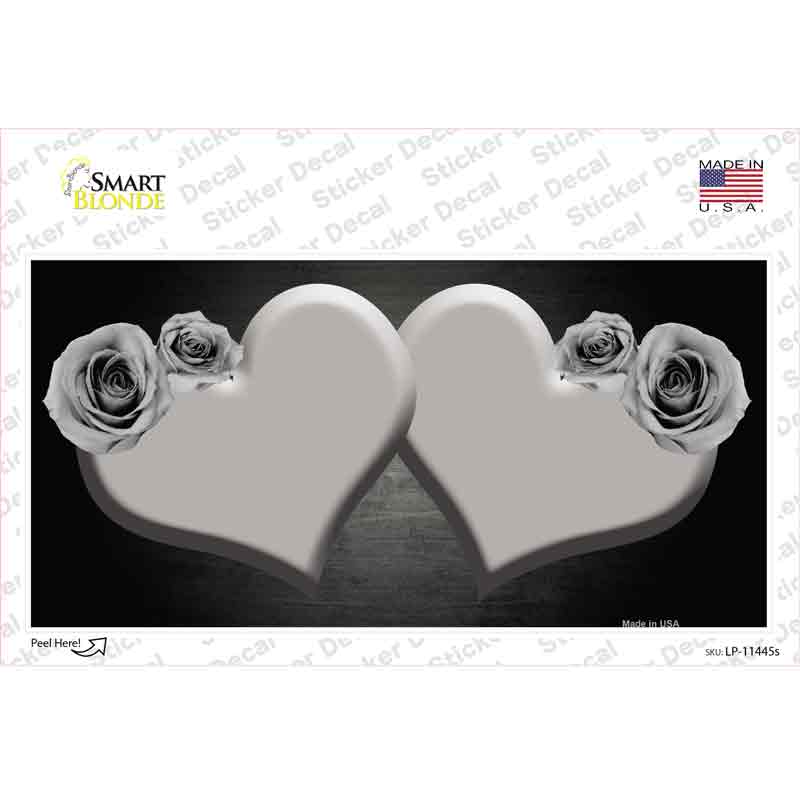 LP-11445s-M Hearts Over Roses in Gray Novelty Sticker Decal, Medium