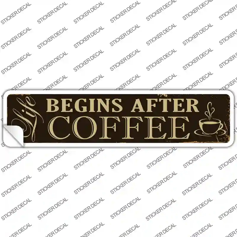 K-514s-S Life Begins After Coffee Novelty Narrow Sticker Decal, Small