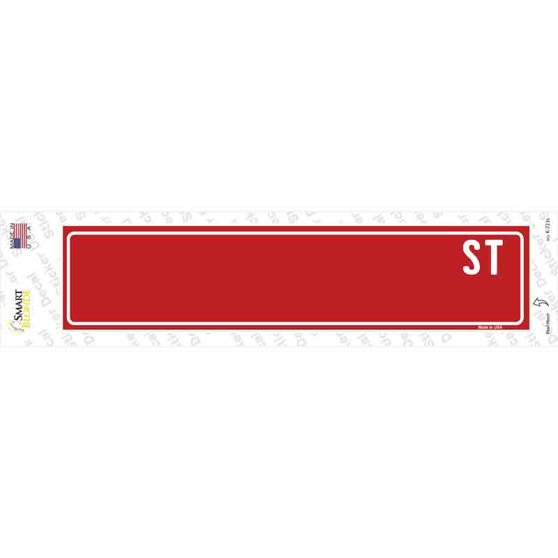 K-723s-M Red Street Blank Novelty Narrow Sticker Decal, Medium
