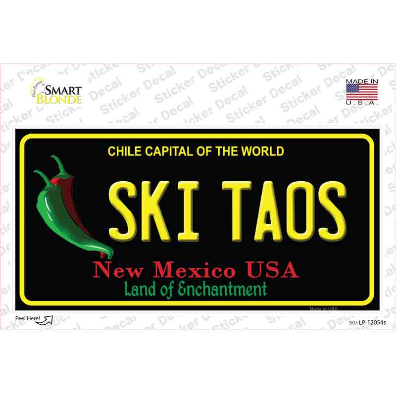 LP-12054s-M Ski Taos Black   Mexico Novelty Sticker Decal, Medium