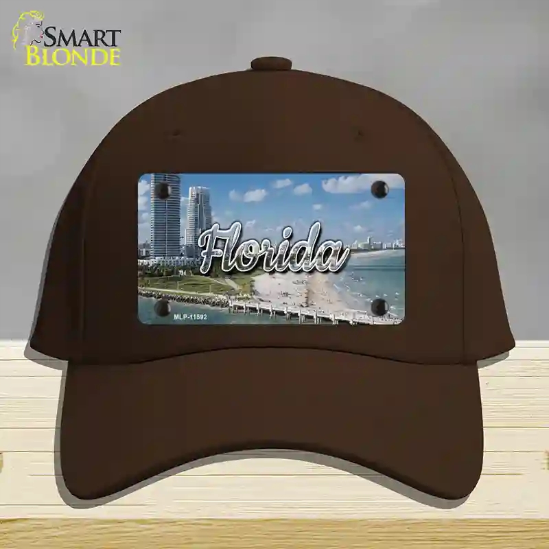HAT24-MLP-11592 Florida White Sand Beach State Novelty License Plate Hat, Cotton - Dark Brown