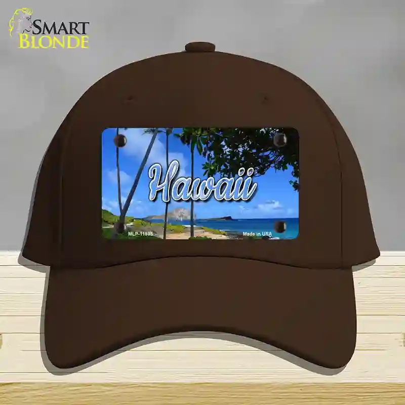 HAT24-MLP-11595 Hawaii Palm Trees State Novelty License Plate Hat, Cotton - Dark Brown