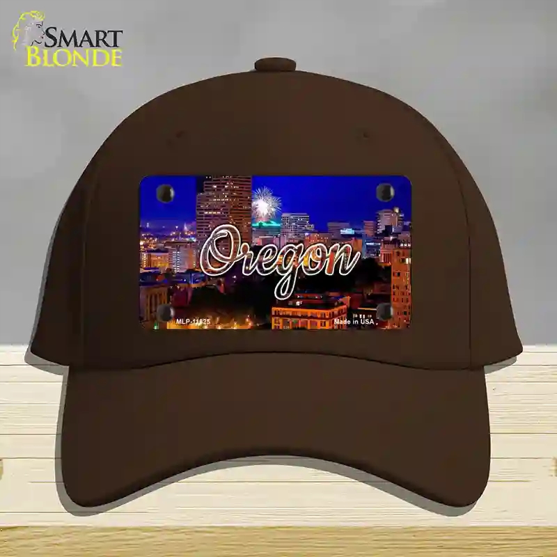 HAT24-MLP-11625 Oregon Firework City Lights State Novelty License Plate Hat, Cotton - Dark Brown
