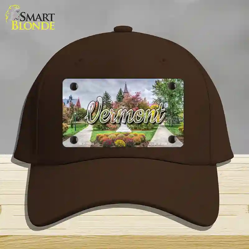 HAT24-MLP-11635 Vermont State Building State Novelty License Plate Hat, Cotton - Dark Brown