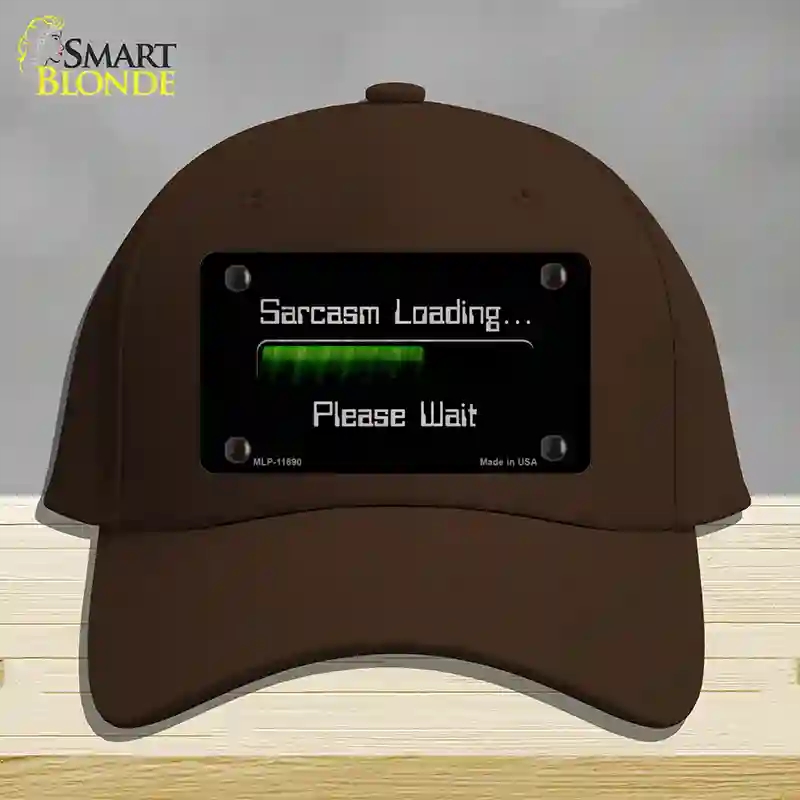 HAT24-MLP-11890 Sarcasm Loading Novelty License Plate Hat, Cotton - Dark Brown