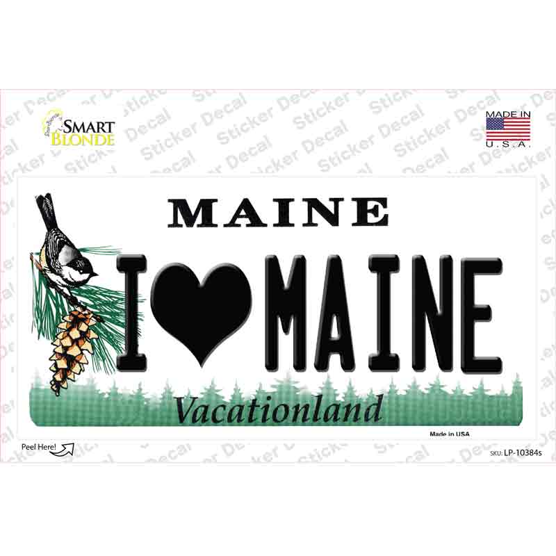 LP-10384s-M I Love Maine Novelty Sticker Decal, Medium