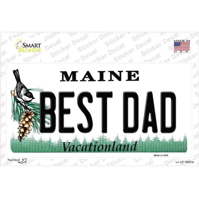 LP-10423s-M Best Dad Maine Novelty Sticker Decal, Medium