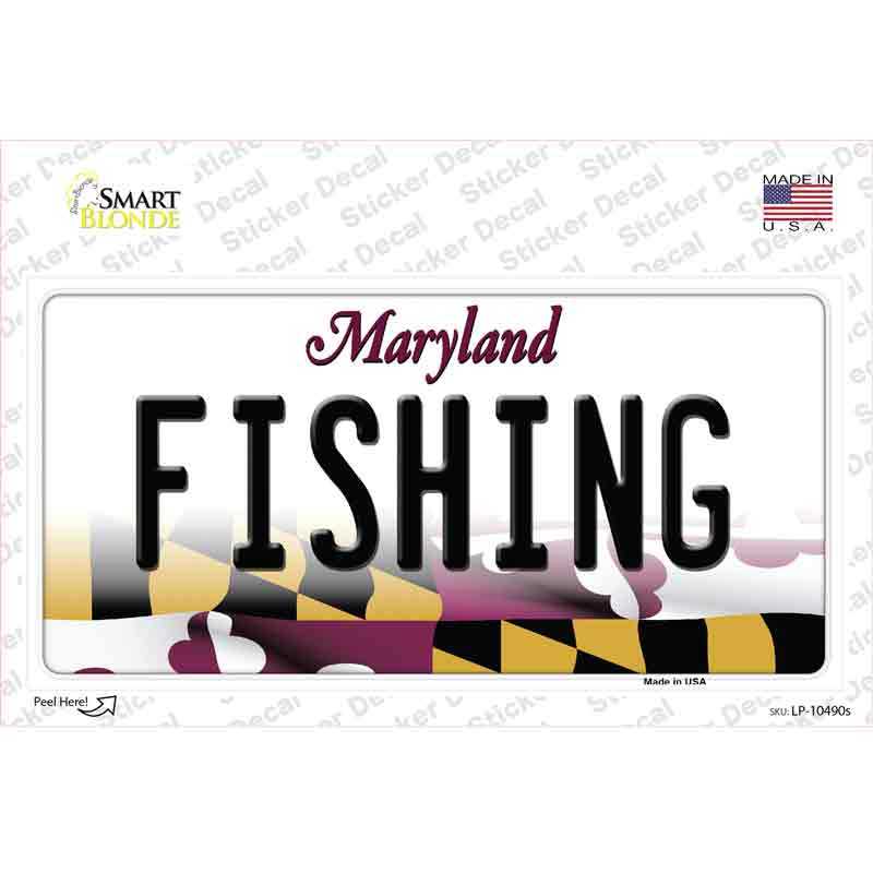 LP-10490s-M Fishing Maryland Novelty Sticker Decal, Medium