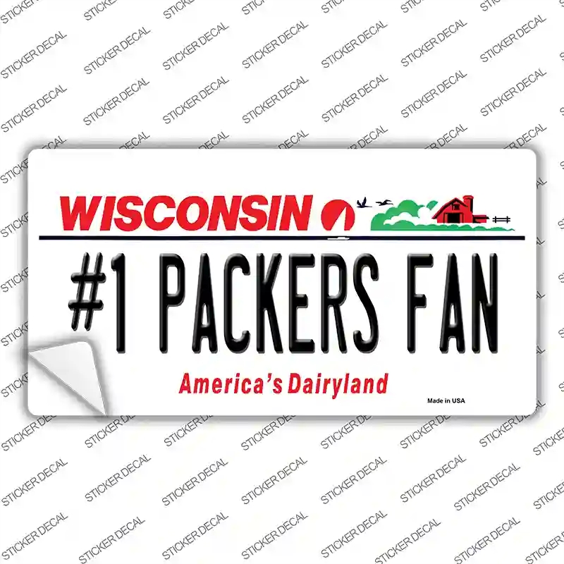 LP-13530s-L Number 1 Packers Fan Novelty Sticker Decal, Large