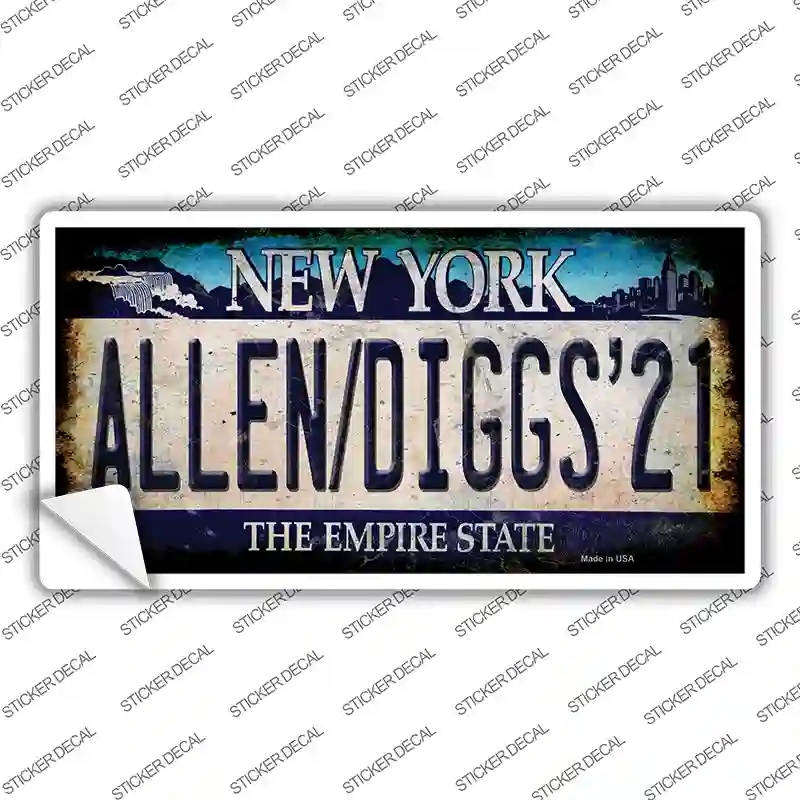 LP-13946s-L Allen Diggs 21 NY Blue Novelty Sticker Decal, Large