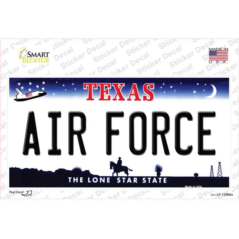 LP-13966s-M Texas Air Force Novelty Sticker Decal, Medium