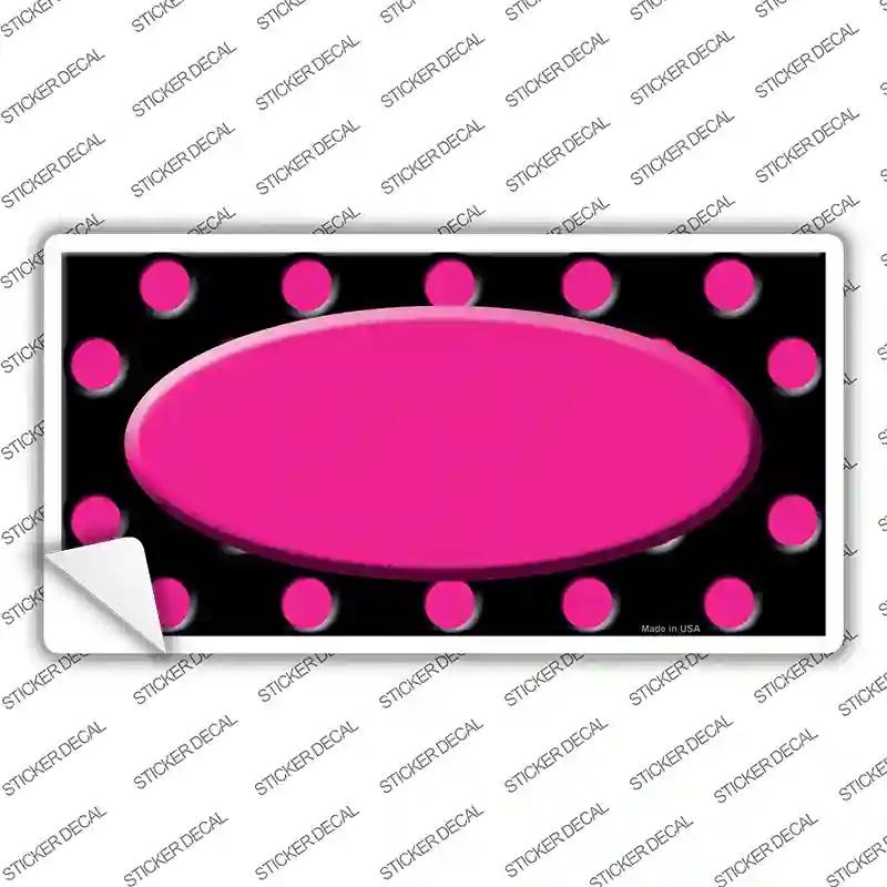 LP-1397s-S Pink Black Polka Dot Center Oval Novelty Sticker Decal, Small