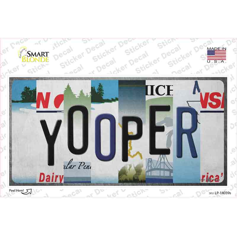 LP-14039s-M Yooper Strip Art Novelty Sticker Decal, Medium
