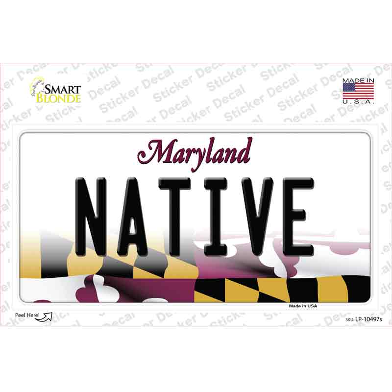 LP-10497s-M Native Maryland Novelty Sticker Decal, Medium