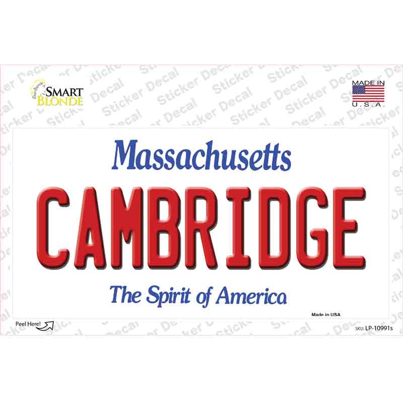 LP-10991s-M Cambridge Massachusetts Novelty Sticker Decal, Medium