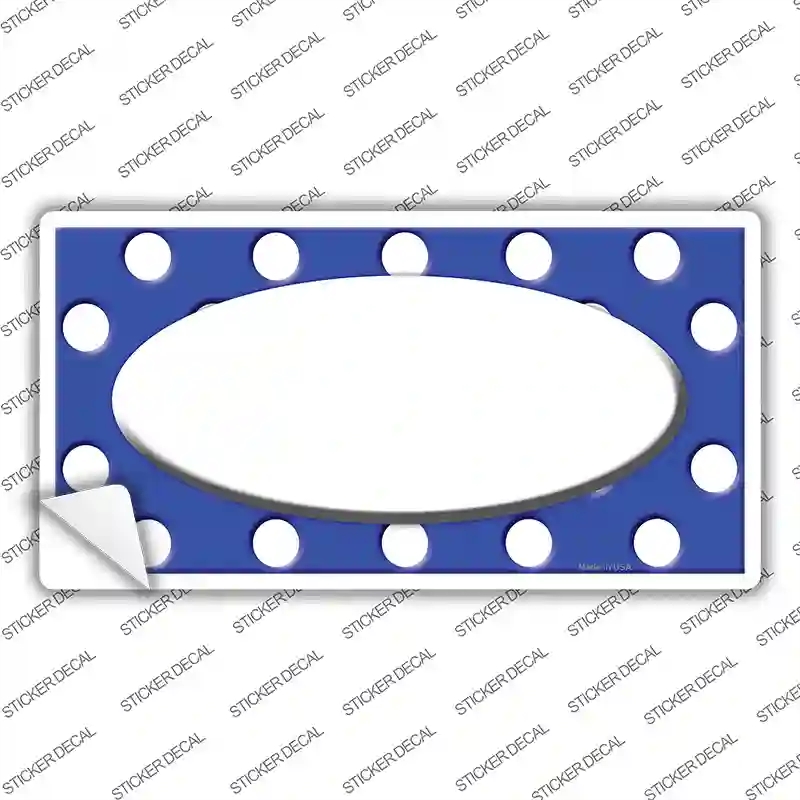 LP-1365s-L White Royal Blue Polka Dot Center Oval Novelty Sticker Decal, Large