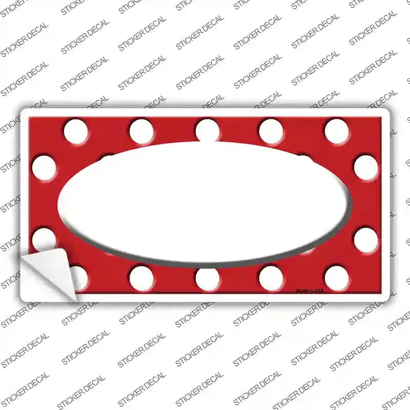 LP-1367s-S White Red Polka Dot Center Oval Novelty Sticker Decal, Small