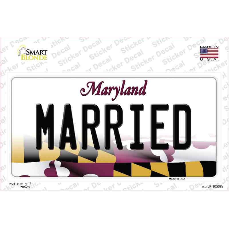 LP-10508s-M Married Maryland Novelty Sticker Decal, Medium