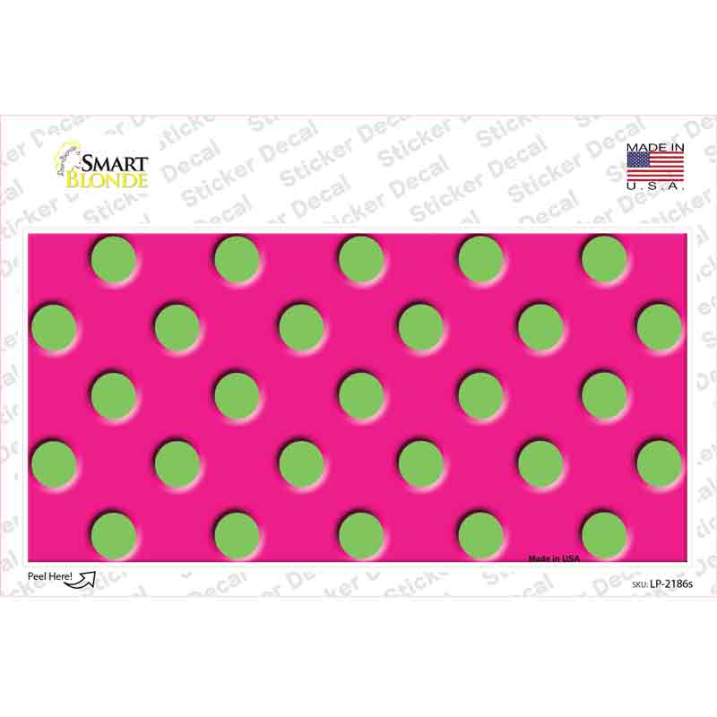LP-2186s-M Lime Green Polka Dots Hot Pink Novelty Sticker Decal, Medium