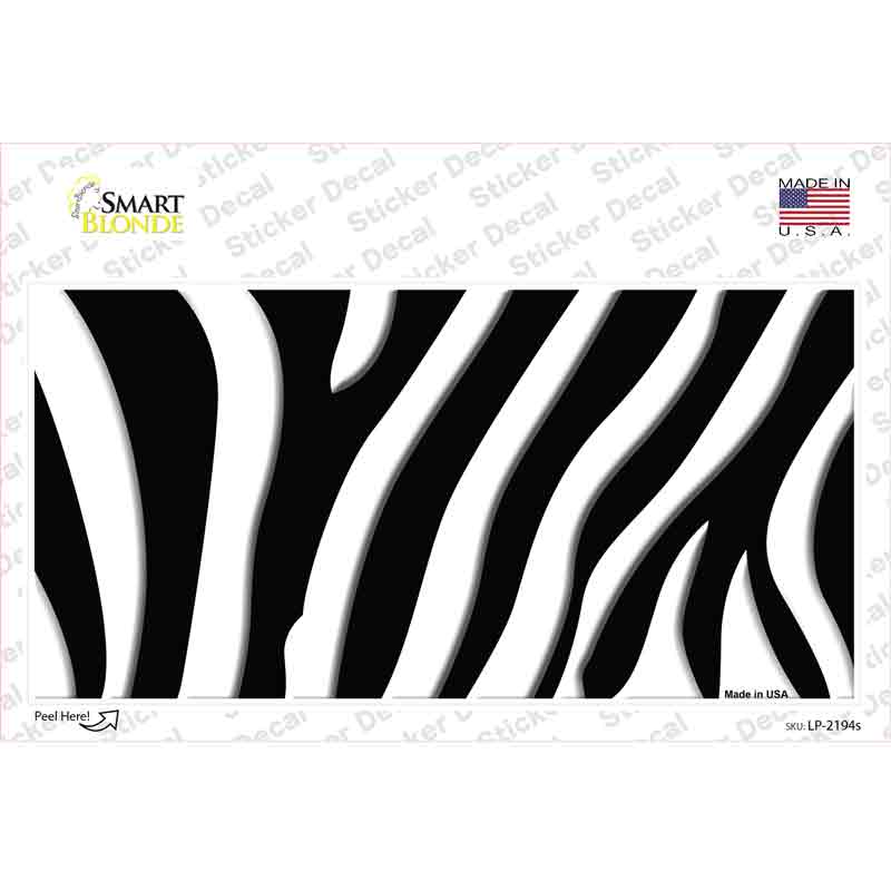 LP-2194s-M Black White Zebra Novelty Sticker Decal, Medium
