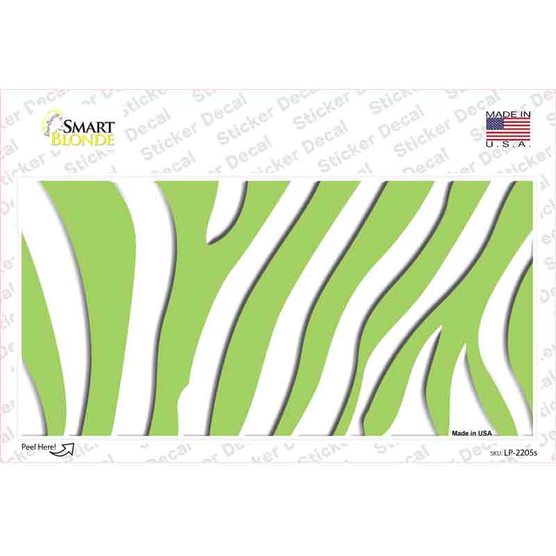 LP-2205s-M Lime Green White Zebra Novelty Sticker Decal, Medium