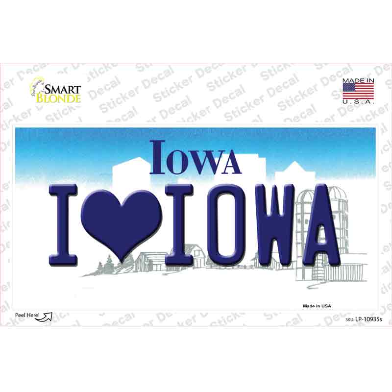 LP-10935s-M I Love Iowa Novelty Sticker Decal, Medium