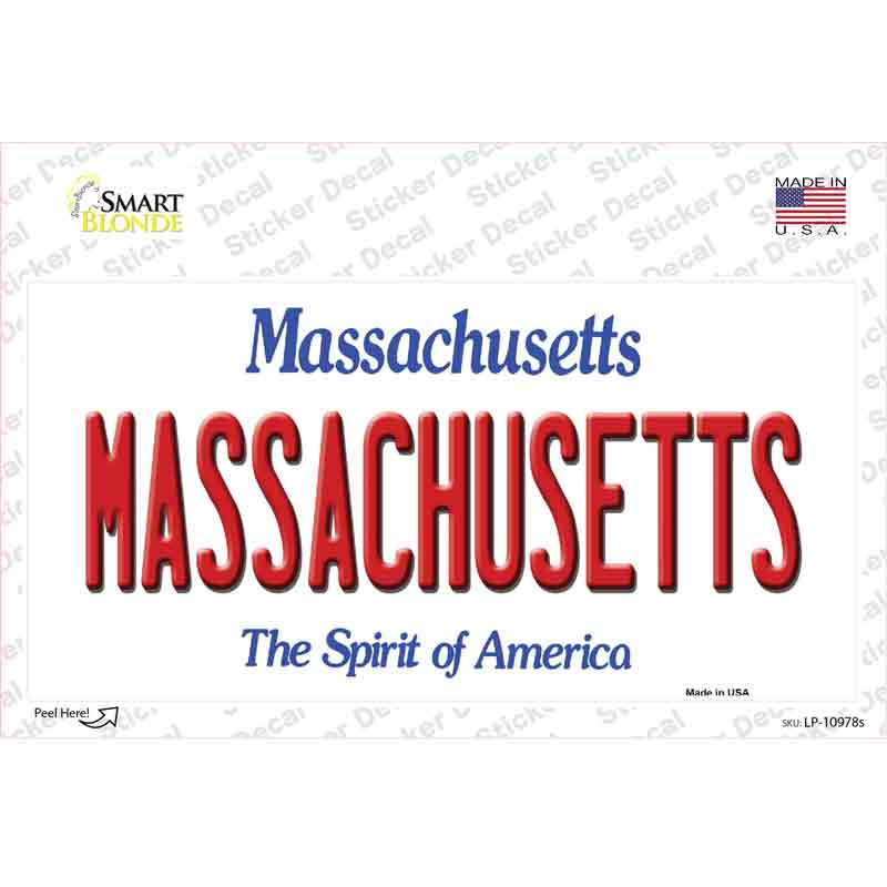 LP-10978s-M Massachusetts Novelty Sticker Decal, Medium